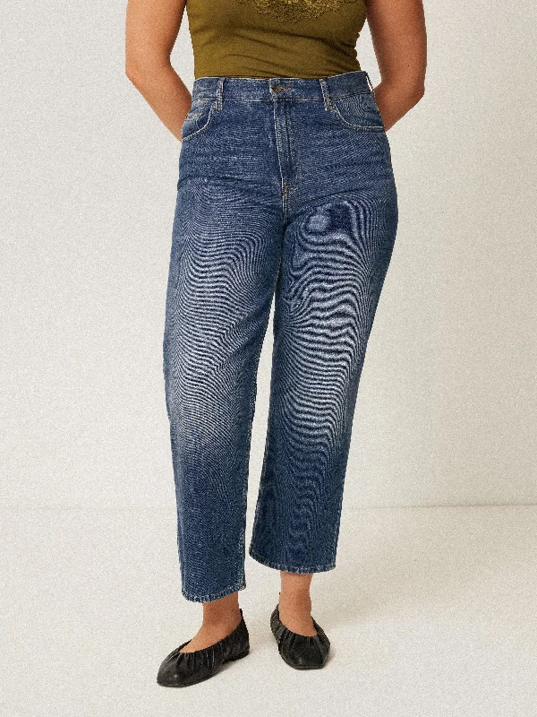 Jogger Pants for Women-Delmont Cropped Tapered Jean | Blue