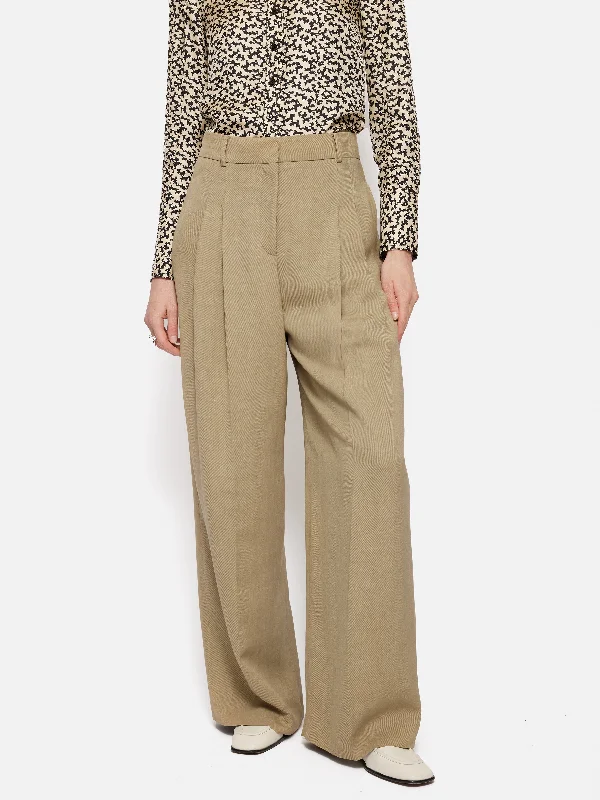 Track Pants for Women-Kemp Italian Linen Trouser | Sand