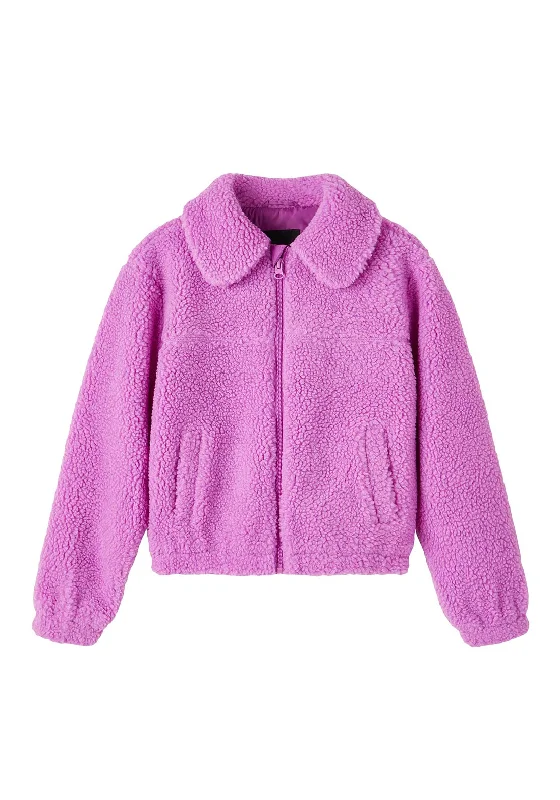 Luxury Jackets for Women-Name It Kid Girl Makoa Teddy Jacket, Radiant Orchid