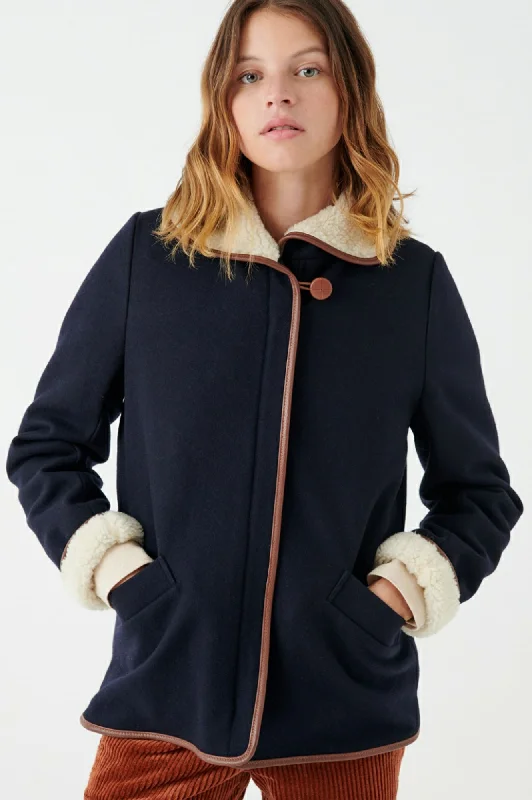 Christmas Jackets for Women-Sessùn Paolo Navy/Chesnut Jacket