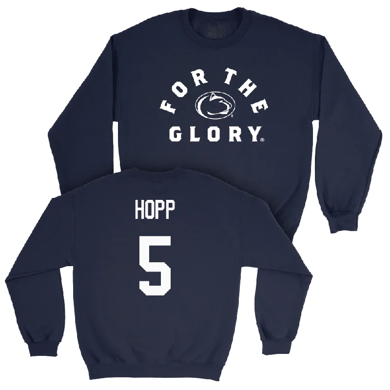 Long Sleeve Yoga Spiritual Shirts-Navy Women's Volleyball For The Glory Crew  - Jordan Hopp