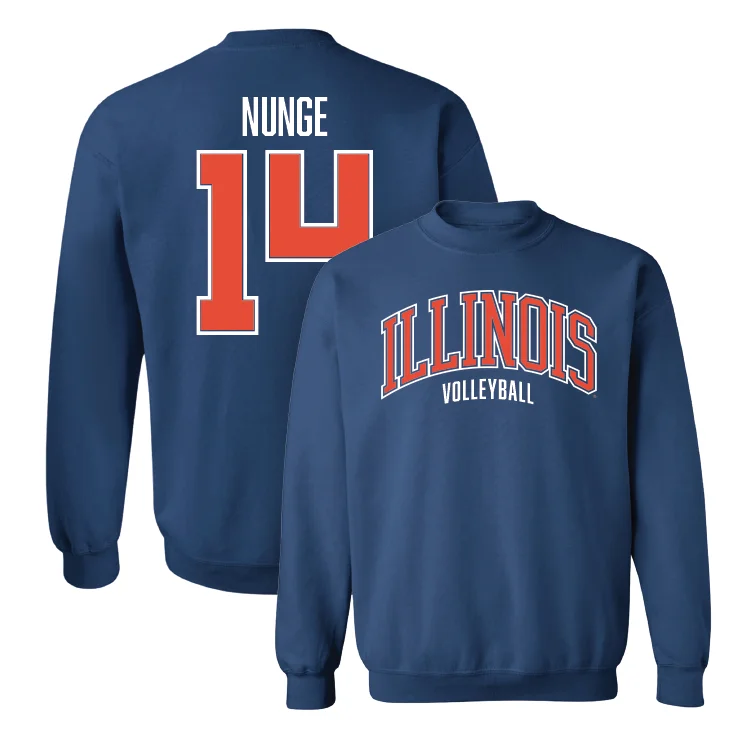 Long Sleeve Lightweight Shirts-Navy Illinois Arch Crew - Jessica Nunge #14