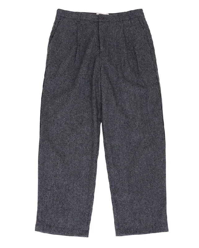 Statement Pants for Women-Wide fit Trouser Charcoal Wool Melange