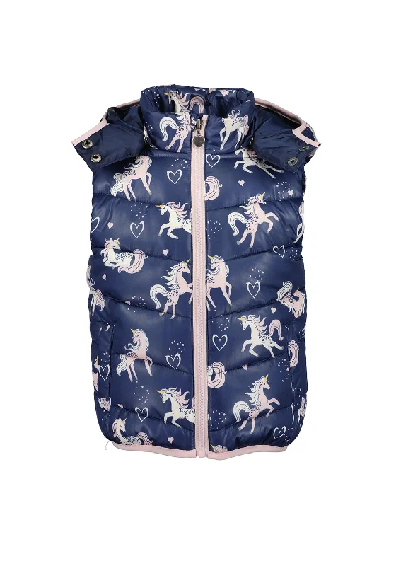 Tennis Jackets for Women-Blue Seven Girls Unicorn Full Zip Gilet, Navy