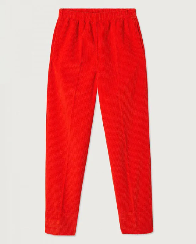 Patent Leather Pants for Women-Padow Cord trouser Strawberry