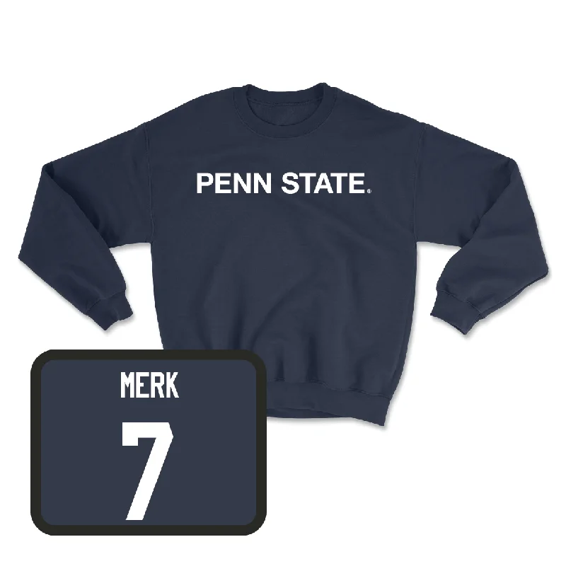 Long Sleeve Muscle Car Shirts-Navy Men's Volleyball Penn State Crew - Ryan Merk