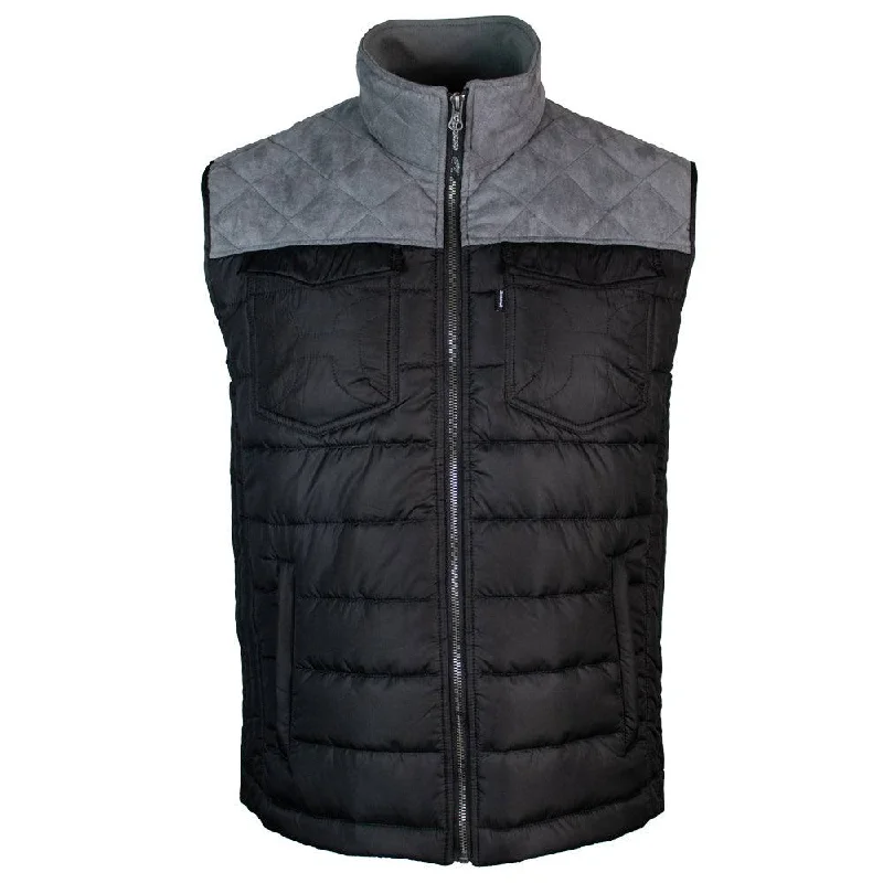 Logo Jackets for Women-"Hooey Packable Vest" Black/Charcoal