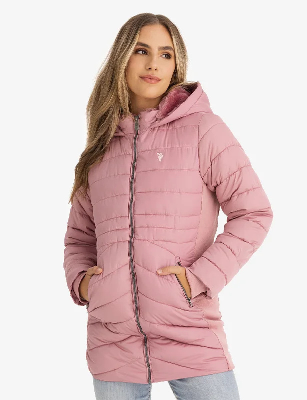 Event Jackets for Women-COZY HOODED PUFFER COAT