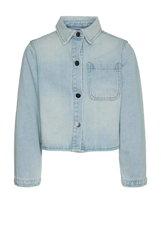 New Year Jackets for Men-Vero Moda Girl May Long Sleeve Loose Denim Jacket, Blue