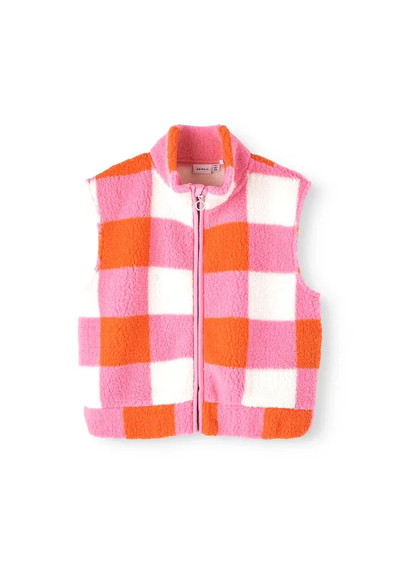 Vintage Jackets for Women-Name It Kid Girl Nafluf Cropped Teddy Vest, Pink Cosmos