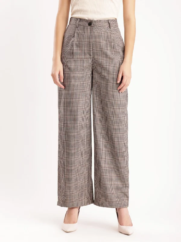 Hiking Pants for Men-Checkered Trousers - Brown And Black