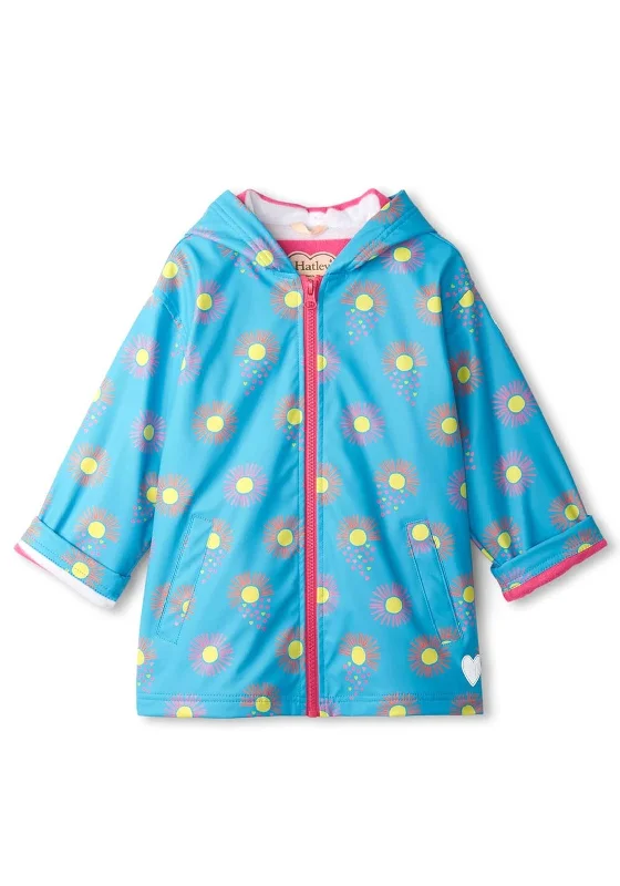 Easter Jackets for Women-Hatley Girls Sunrays Waterproof Rain Jacket, Blue