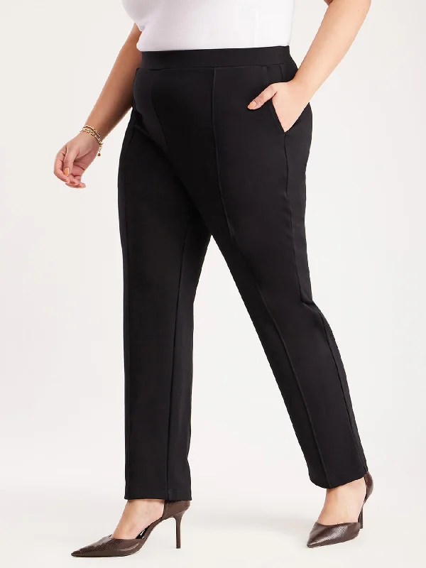 Leather Pants for Women-LivIn X Straight Fit Pants - Black