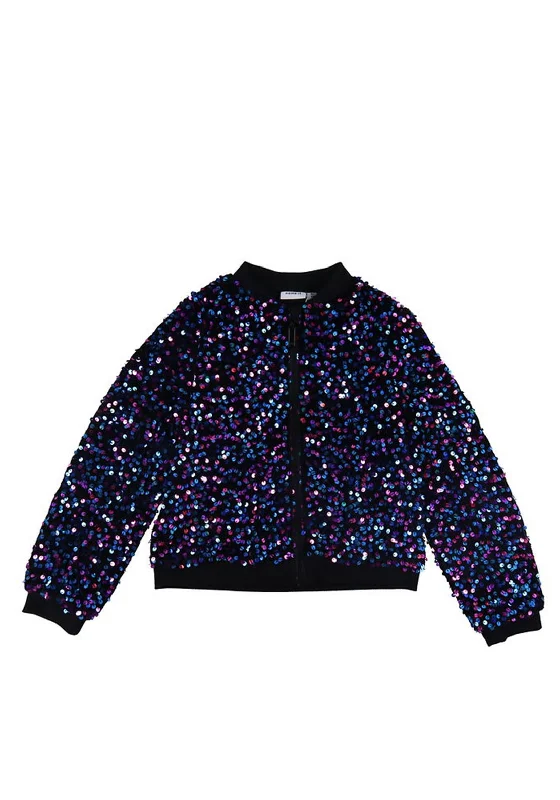 Hiking Jackets for Men-Name It Kid Girl Sequin Jacket, Black