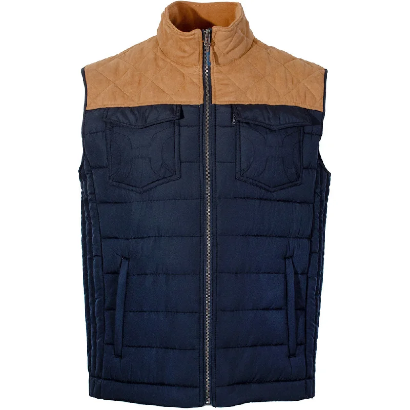 High Visibility Jackets for Men-"Hooey Packable Vest" Navy/Tan