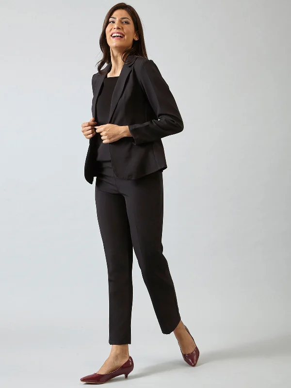 Pastel Pants for Women-Essential Work Trousers - Black