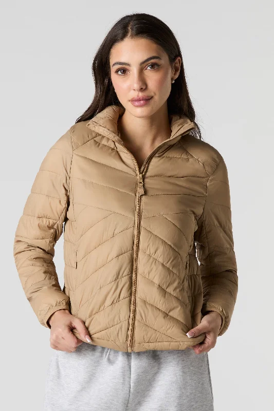 Fur Jackets for Women-Nylon Puffer Jacket