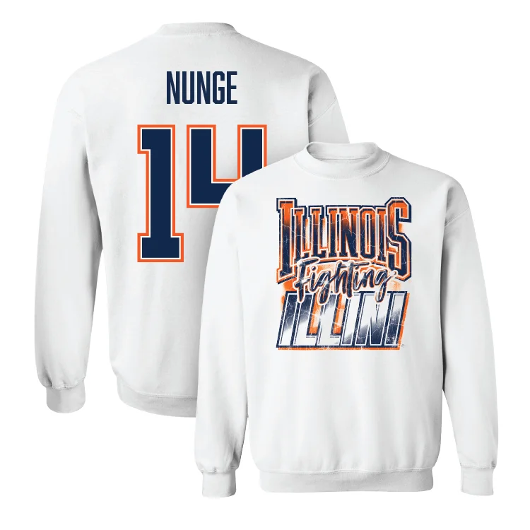 Long Sleeve Crew Neck Shirts-White Illinois Graphic Crew - Jessica Nunge #14