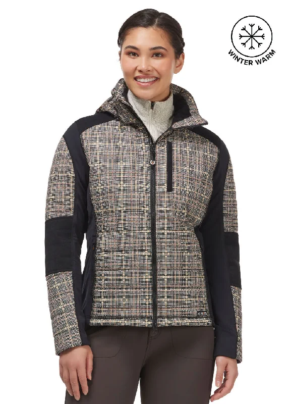 Easter Jackets for Women-Bits of Plaid Quilted Equestrian Jacket