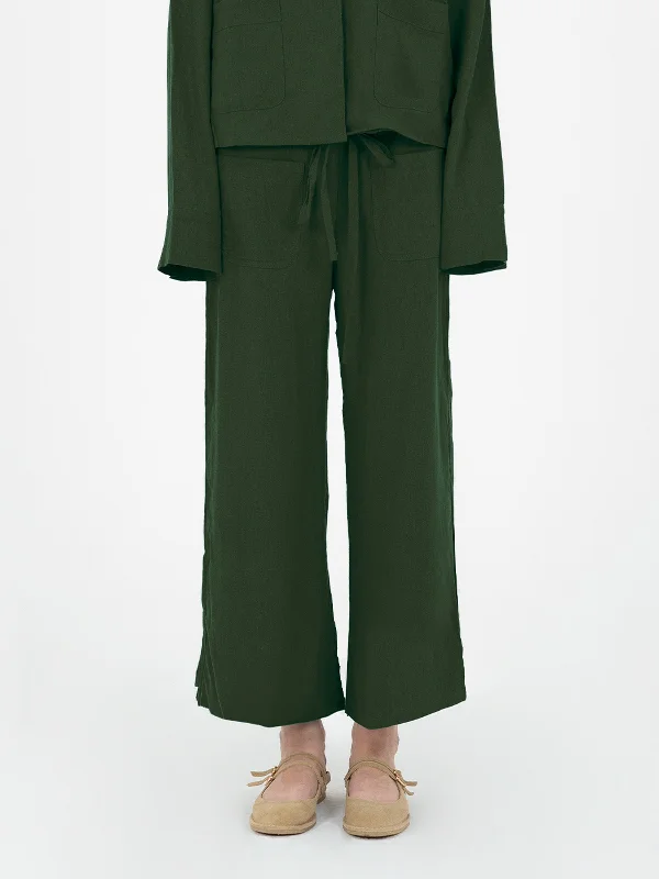 Travel Pants for Men-Grinch green linen pants