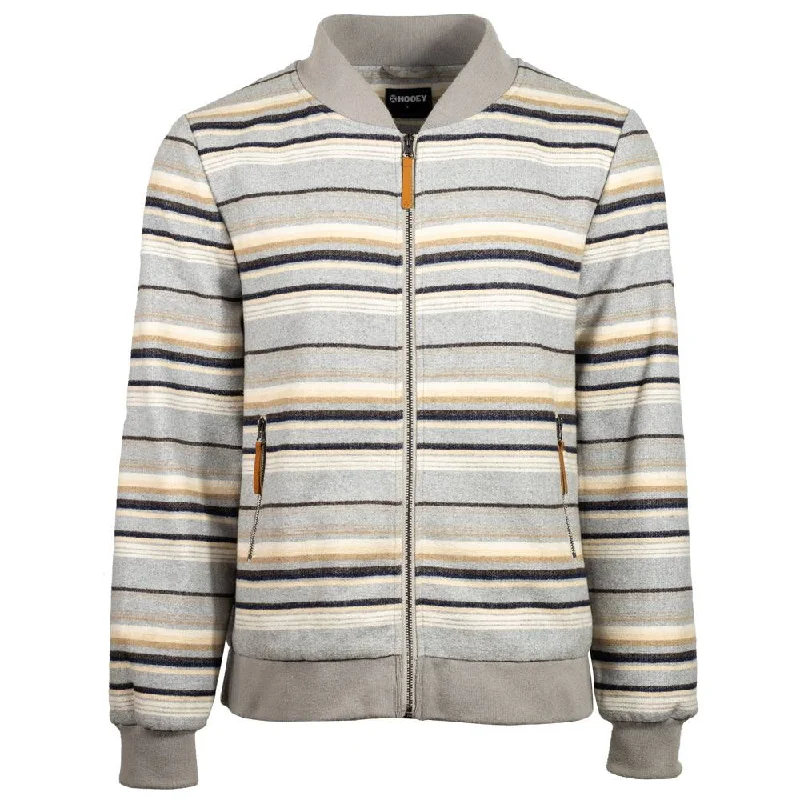 Party Jackets for Women-"Ozona" Hooey Bomber Jacket Grey/Stripe Pattern