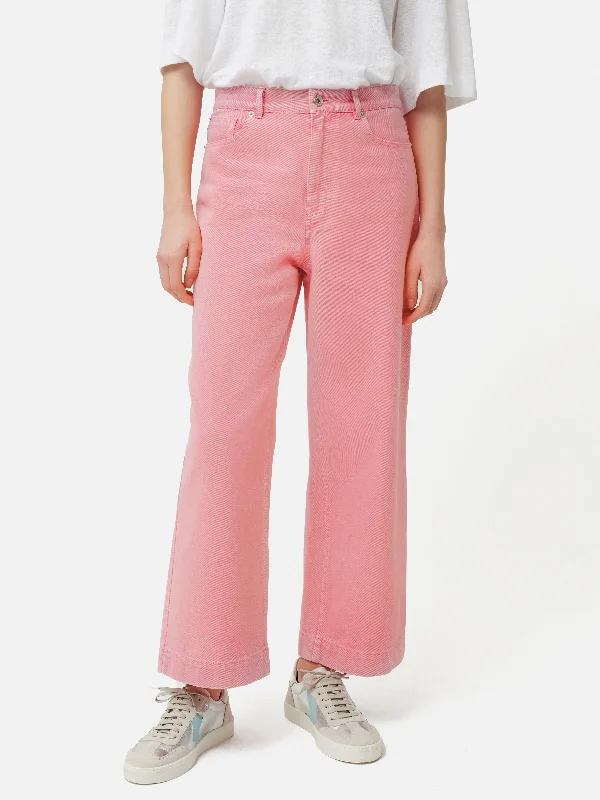 Cotton Pants for Summer-Tyne Wide Leg Cropped Jean | Pink