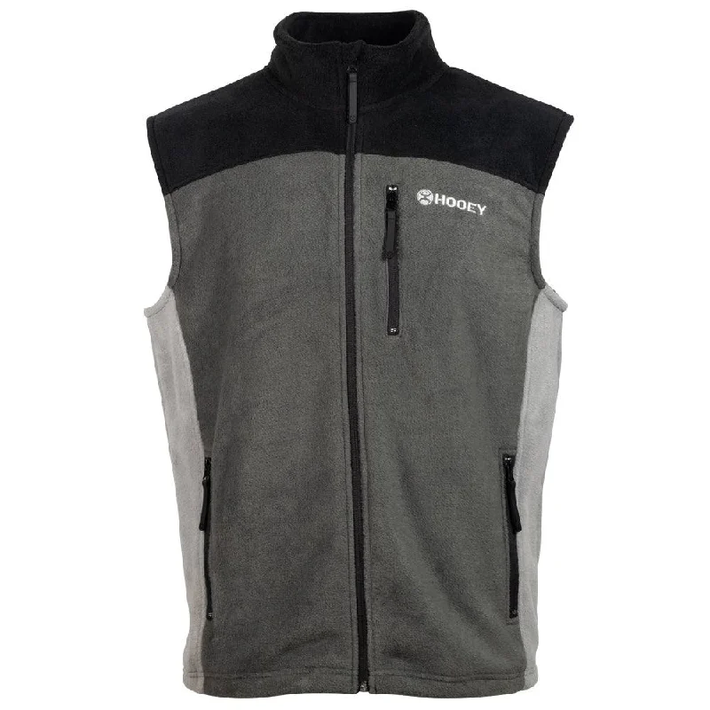 Personalized Jackets for Men-"Hooey Fleece Vest" Charcoal w/ Grey/Black Accents