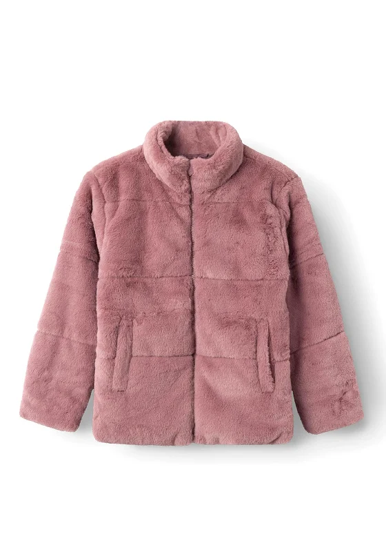 Casual Jackets for Men-Name It Kid Girl Mosa Faux Fur Jacket, Wistful Mauve