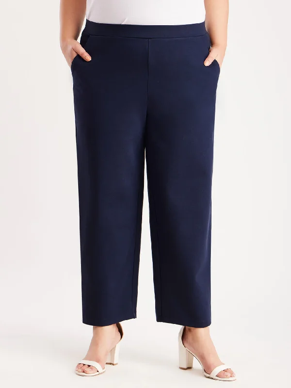 Flared Pants for Women-LivIn X Wide Leg Pants - Navy Blue