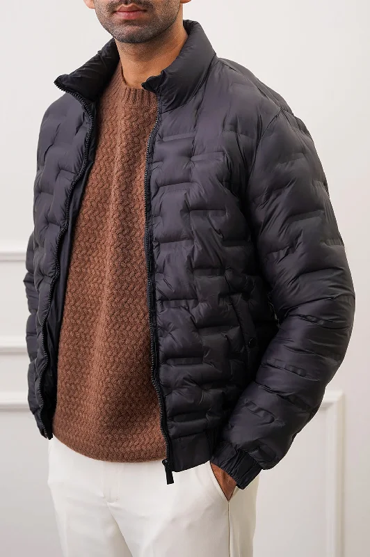 Denim Jackets for Men-PATTERNED PUFFER