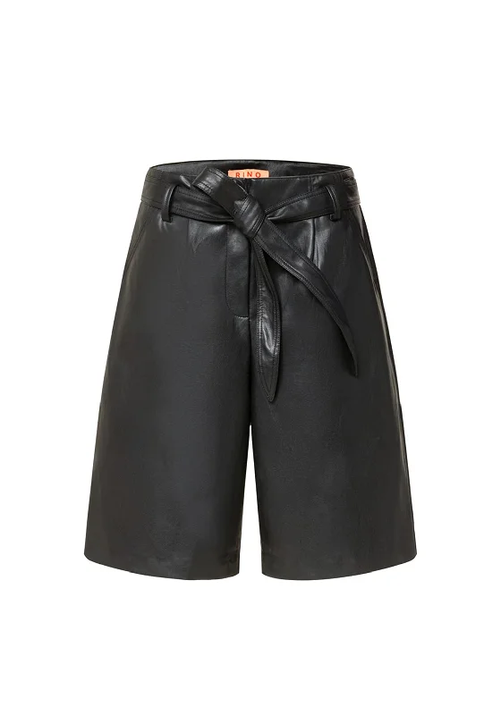 Tall Shorts for Women-Rino & Pelle Wania Faux Leather Shorts, Black