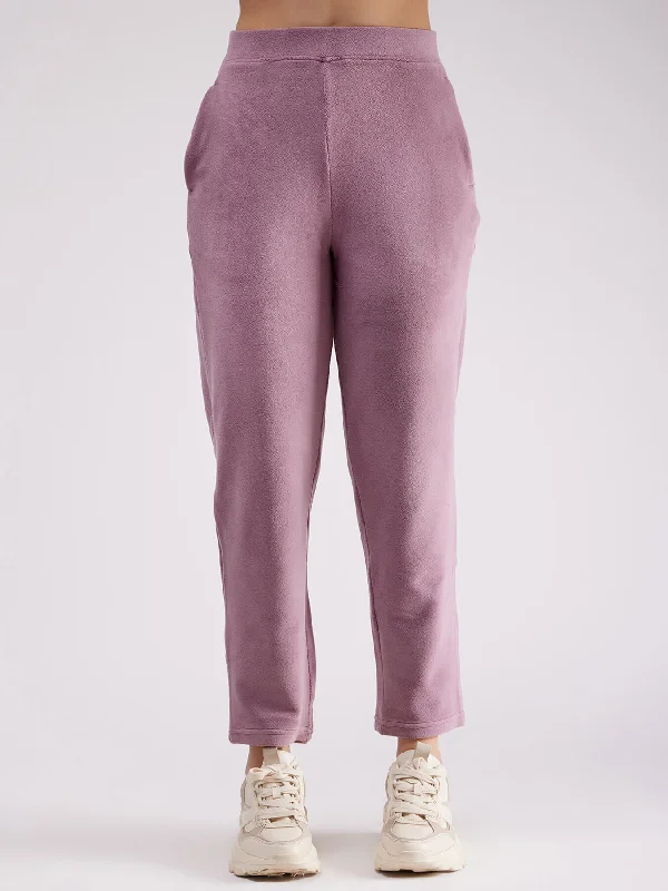 Suit Pants for Women-Fleece Trackpants - Lilac