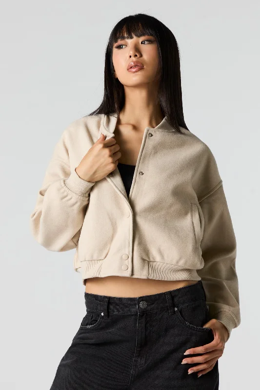 Fall Jackets for Women-Wool Bomber Jacket