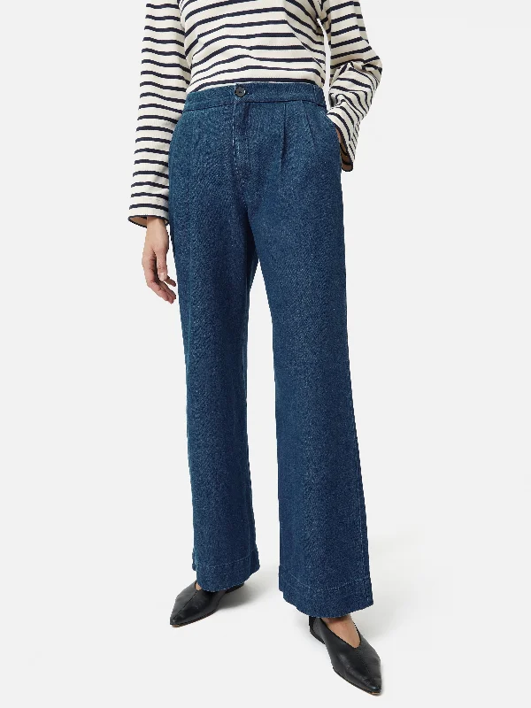 Cotton Pants for Summer-Denim Relaxed Trouser | Indigo