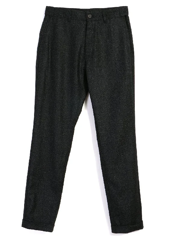 Suede Pants for Women-FINN | Side Buckle Regular Trousers | Black Marble