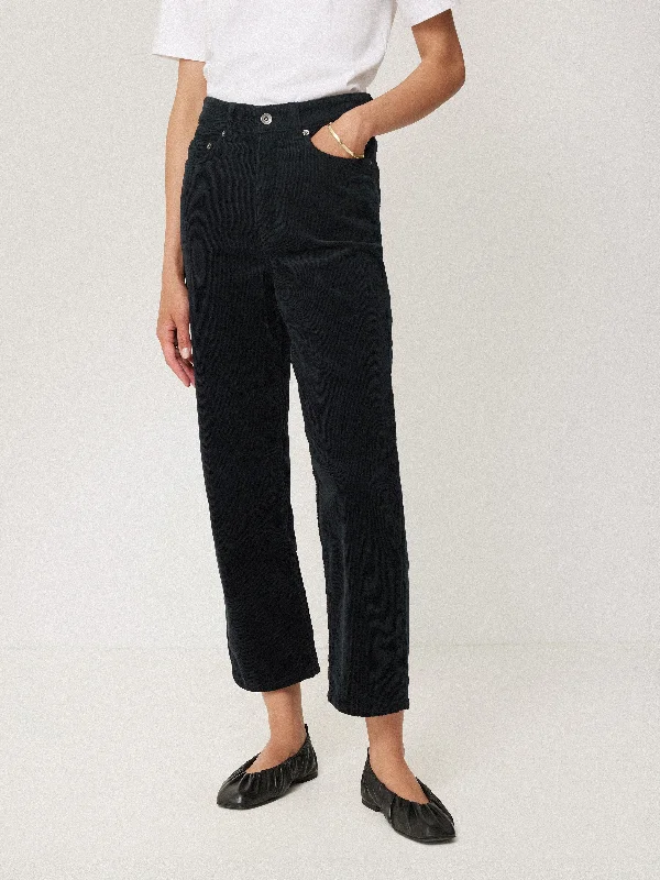 Bootcut Pants for Women-Delmont Cord Tapered Jean | Navy