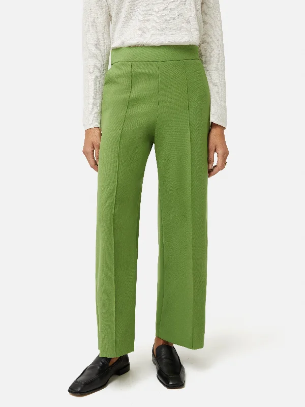 Casual Pants for Women-Italian Modern Crepe Sailor Trouser | Green