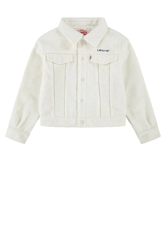 Name Jackets for Men-Levi’s Girls Sherpa Long Sleeve Fleece Jacket, Cream