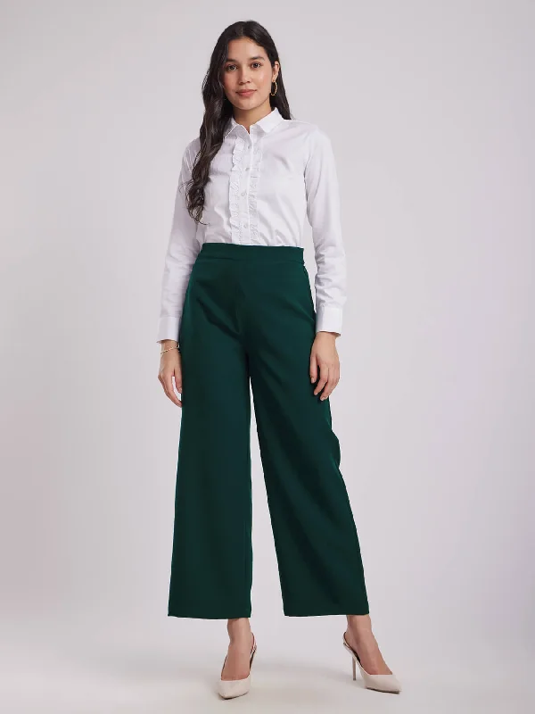 Suit Pants for Men-Wide Leg Trousers - Bottle Green