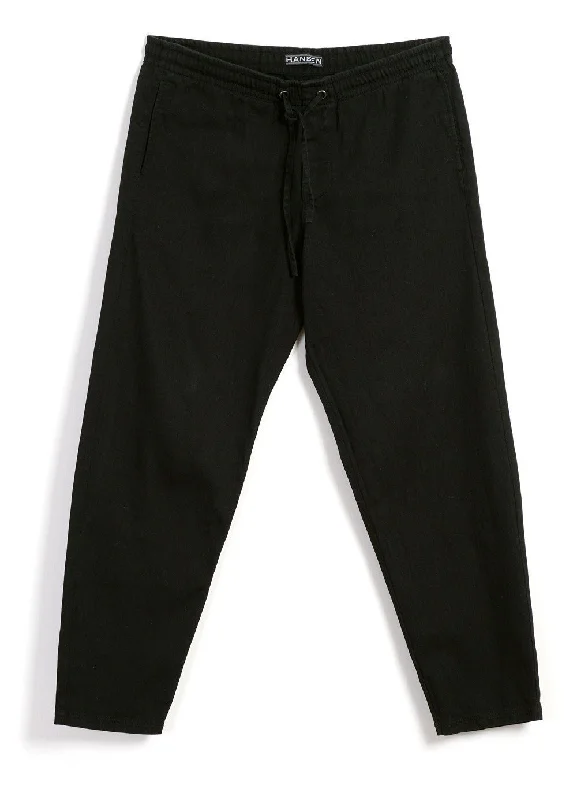 Patent Leather Pants for Men-JIM | Casual Drawstring Trousers | Washed Black