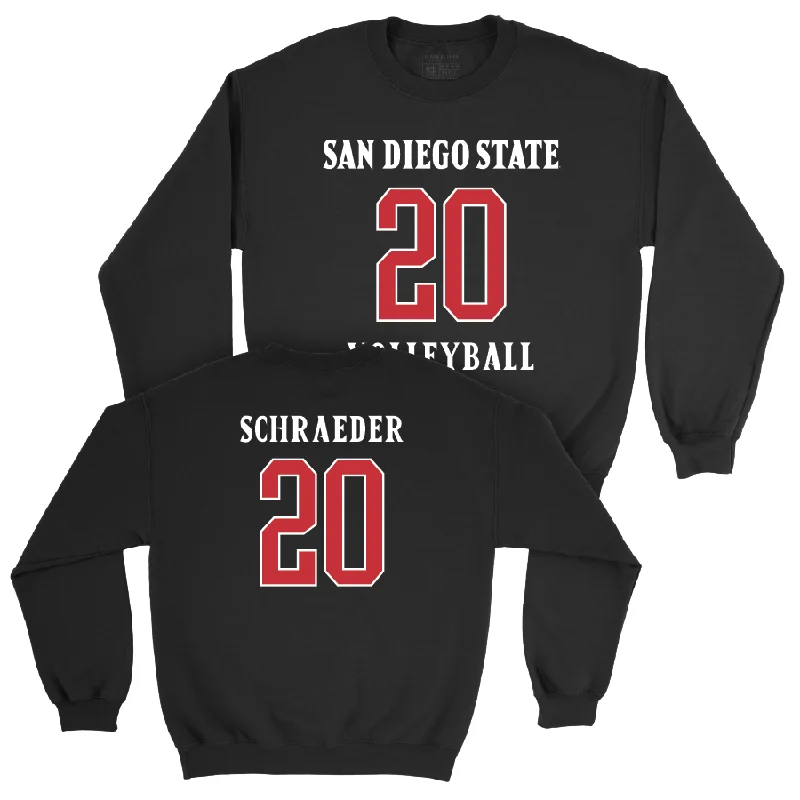 Long Sleeve Cozy Shirts-SDSU Women's Volleyball Black Sideline Crew - Elly Schraeder #20