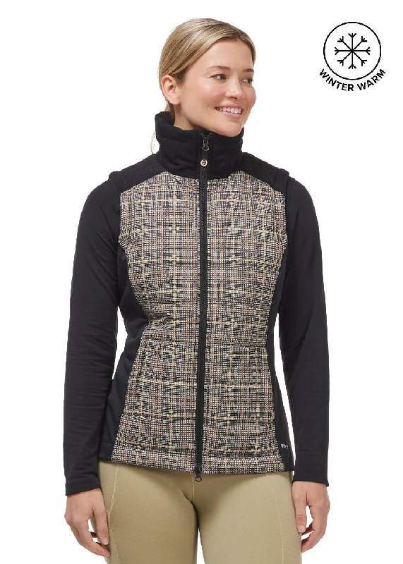 Christmas Jackets for Women-Bits of Plaid Quilted Equestrian Vest