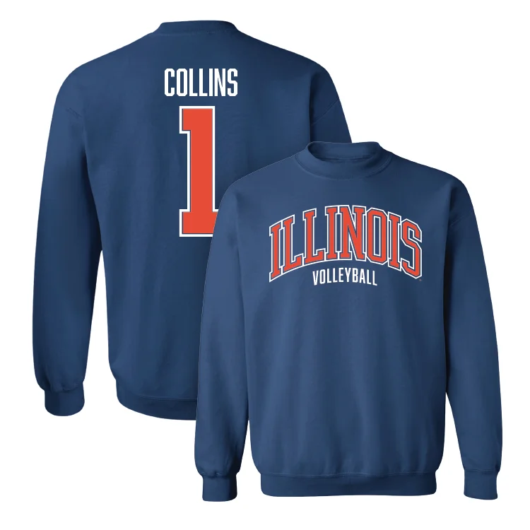 Long Sleeve Spring Shirts-Navy Illinois Arch Crew - Kennedy Collins #1