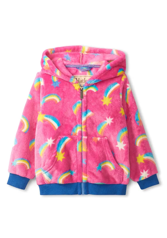 Personalized Jackets for Women-Hatley Mini Girls Shooting Stars Fleece Hooded Jacket, Pink Multi