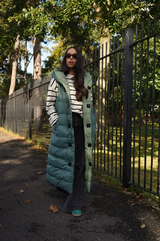 Quilted Jackets for Women-Love Laura Reversible Gilet In Green & Sage