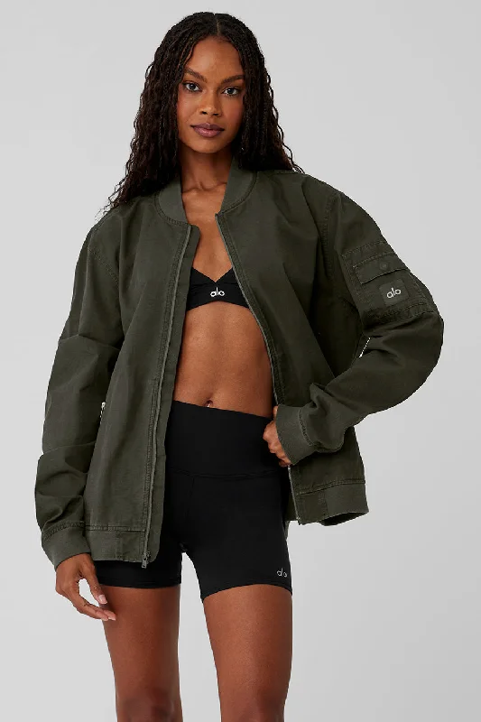 Pajama Jackets for Women-Division Ripstop Bomber Jacket - Stealth Green