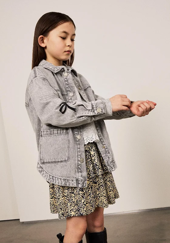 New Year Jackets for Women-Name It Kid Girl Gloria Denim Shacket, Light Grey Denim