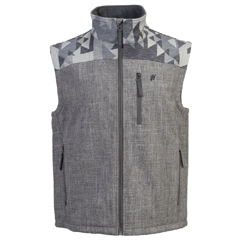 Punk Jackets for Men-"Hooey Softshell Vest" Grey/Aztec