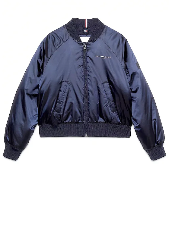 Baseball Jackets for Men-Tommy Hilfiger Girl Essential Bomber Jacket, Navy