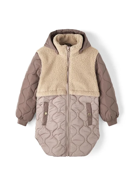 Classic Jackets for Women-Name It Kid Girl Mika Long Teddy Jacket, Peppercorn